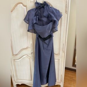 Noir by Lozano dress, Organza, includes shawl, beaded front, size 14